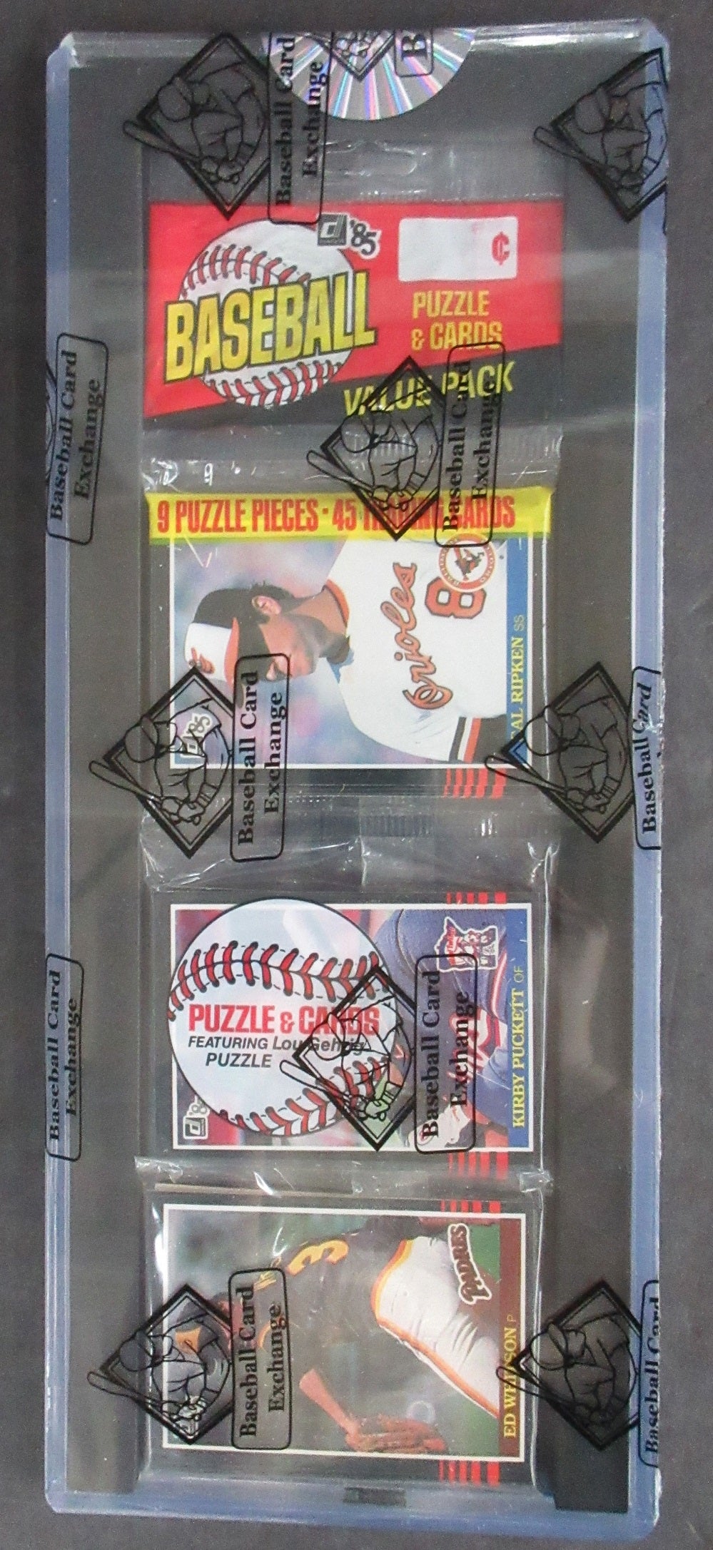 1985 Donruss Baseball Unopened Rack Pack (Puckett and Ripken Top) (BBCE)