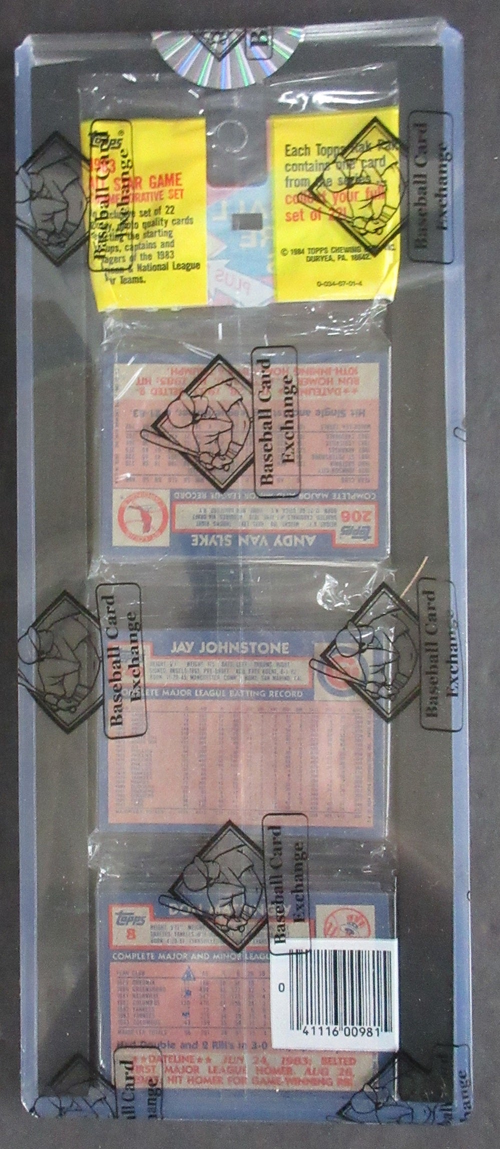 1984 Topps Baseball Unopened Rack Pack (Mattingly Back) (BBCE)