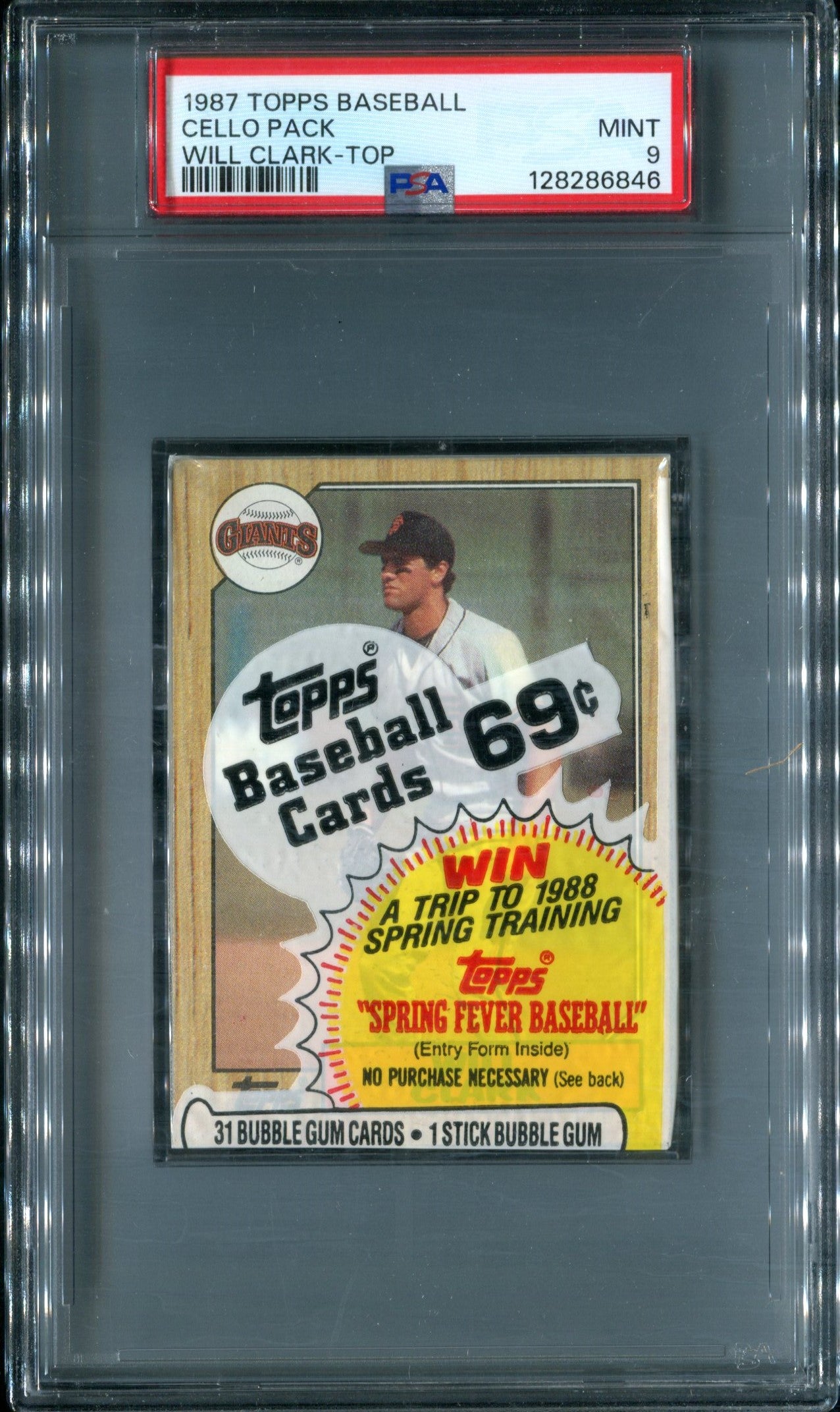 1987 Topps Baseball Unopened Cello Pack PSA 9 Clark RC Top *6846