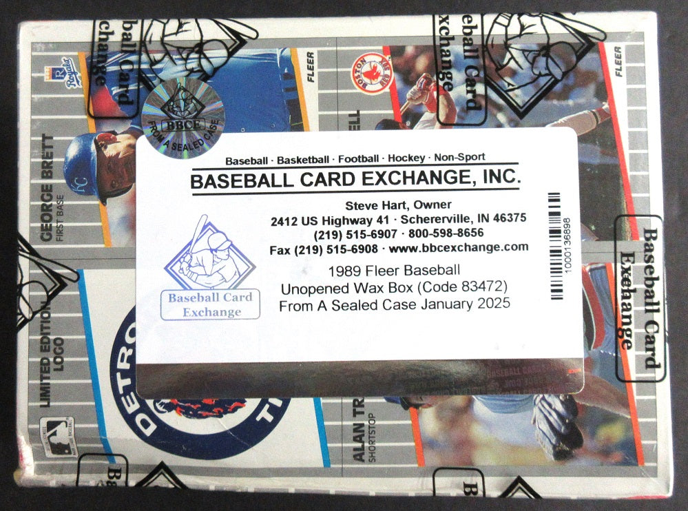 1989 Fleer Baseball Unopened Wax Box (FASC) (Code 83472)