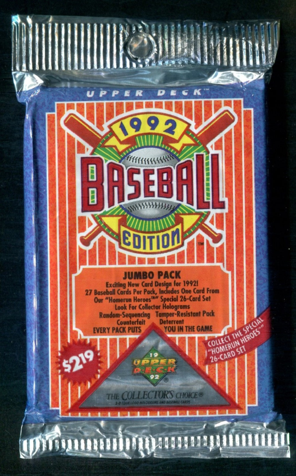 1992 Upper Deck Baseball Unopened Low Series Jumbo Pack (Pre-Priced) (27)