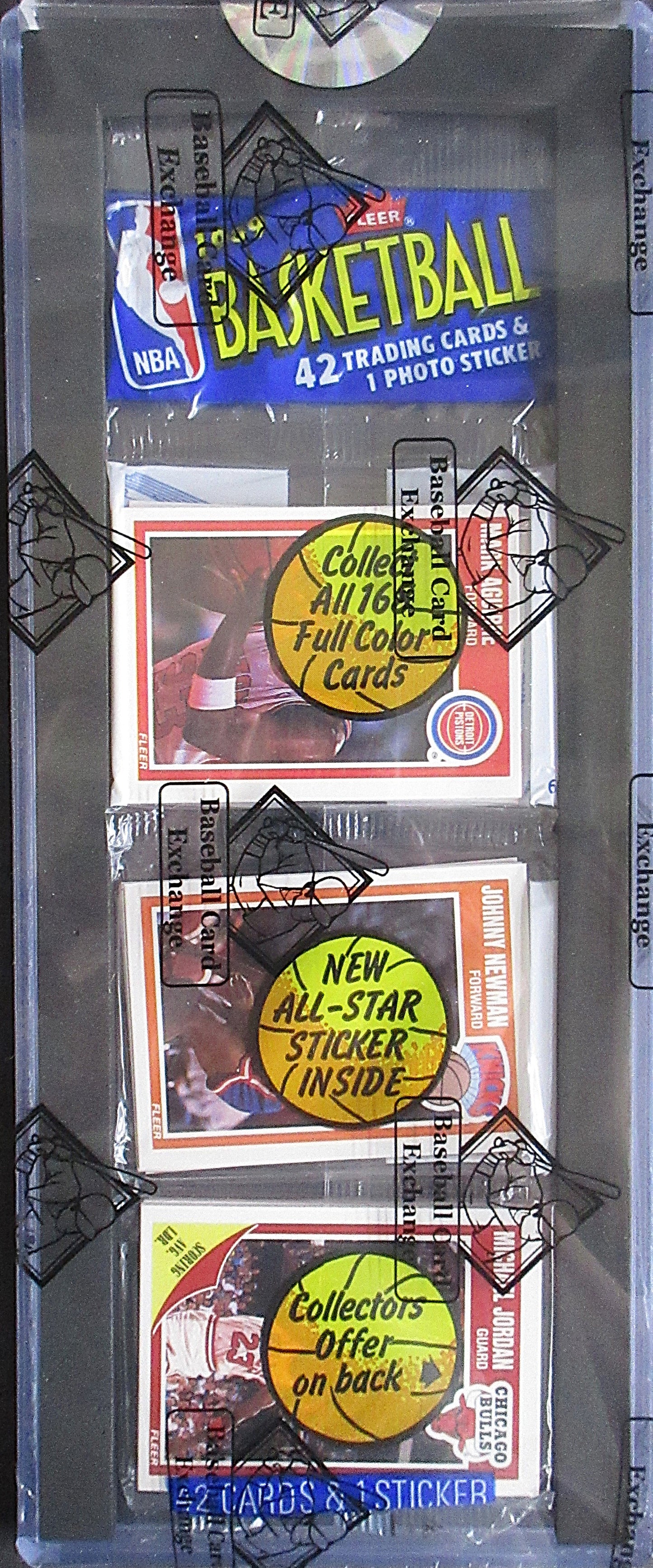 1989/90 Fleer Basketball Unopened Rack Pack (BBCE) (Jordan Top) (27124)