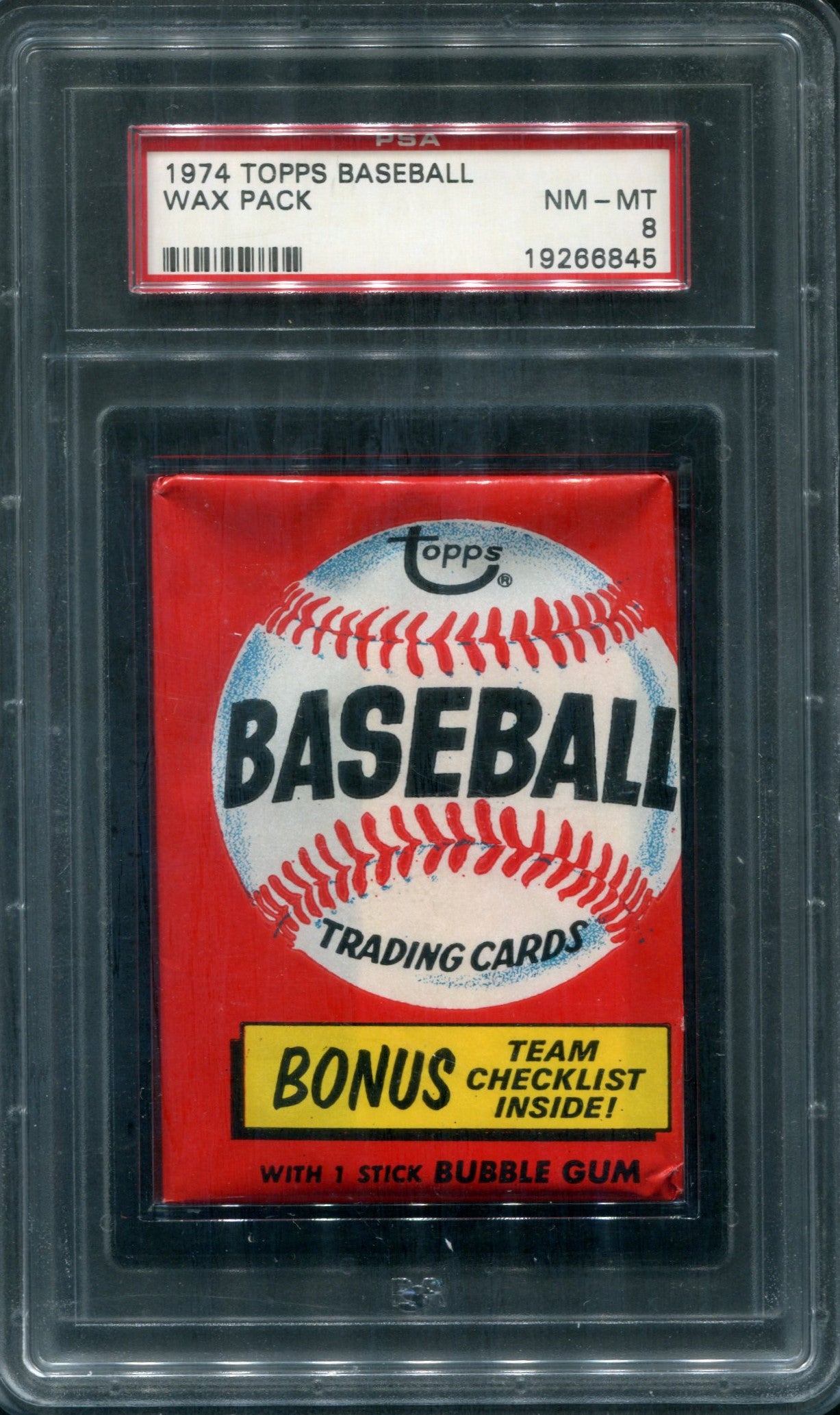 1974 Topps Baseball Unopened Wax Pack PSA 8 *6845