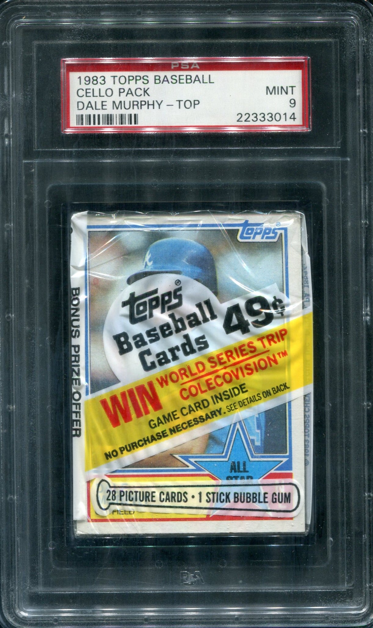 1983 Topps Baseball Unopened Cello Pack PSA 9 Dale Murphy Top *3014