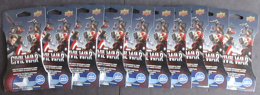 2016 Upper Deck Marvel Captain America Civil War Unopened Pack (Walmart) (Lot of 10)