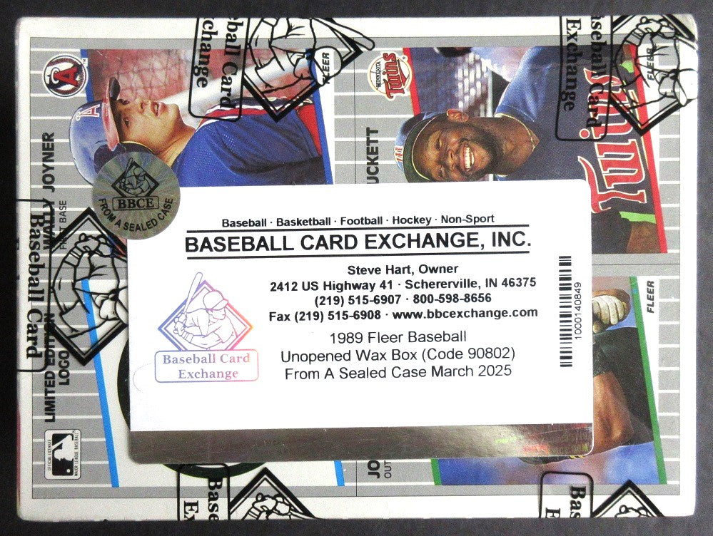 1989 Fleer Baseball Unopened Wax Box (FASC) (Code 90802)