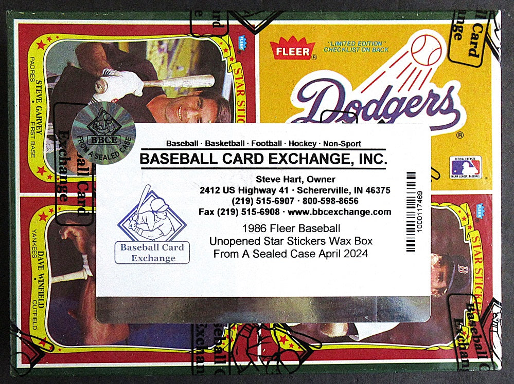 1986 Fleer Baseball Star Stickers Unopened Box (FASC)
