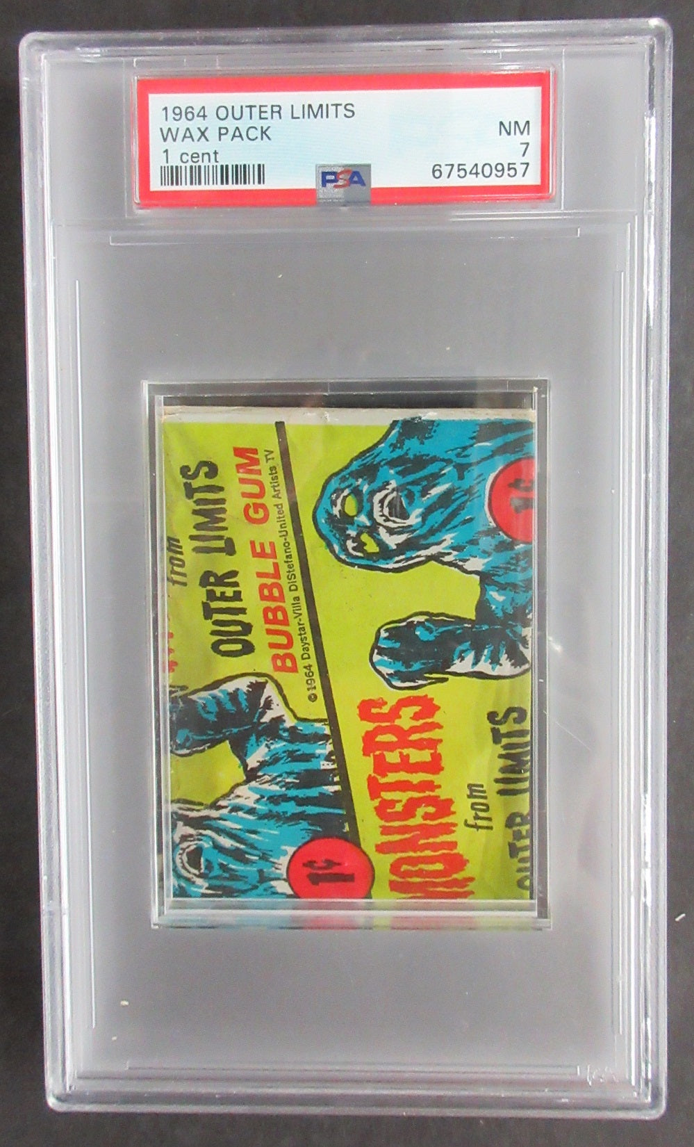 1964 Bubbles Outer Limits Unopened 1 Cent Wax Pack PSA 7 *0957