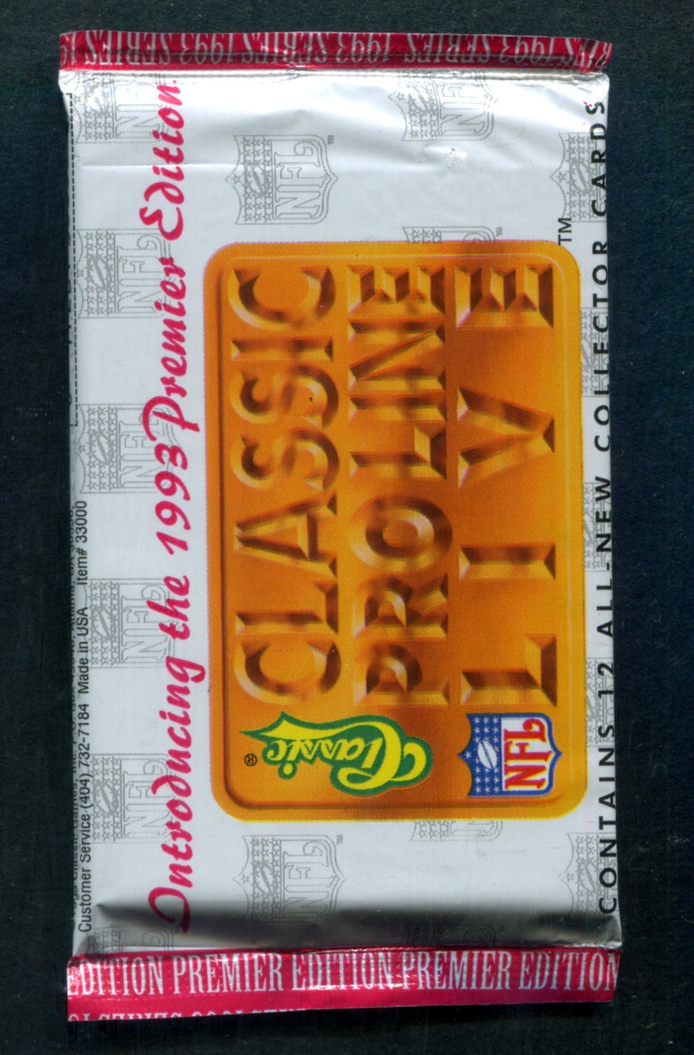 1993 Classic Pro Line Live Football Unopened Pack (12)