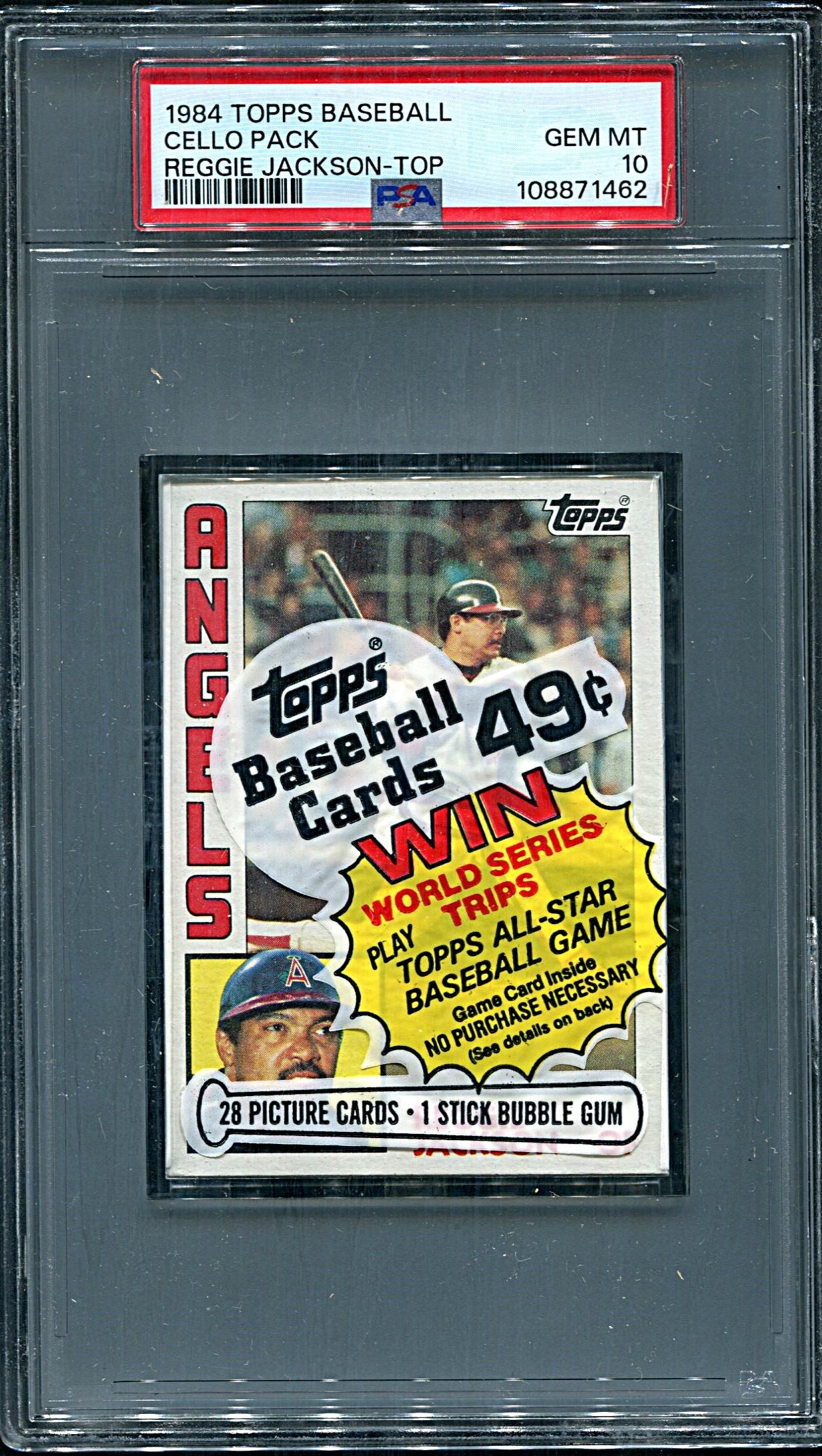 1984 Topps Baseball Unopened Cello Pack PSA 10 Reggie Jackson Top *1462