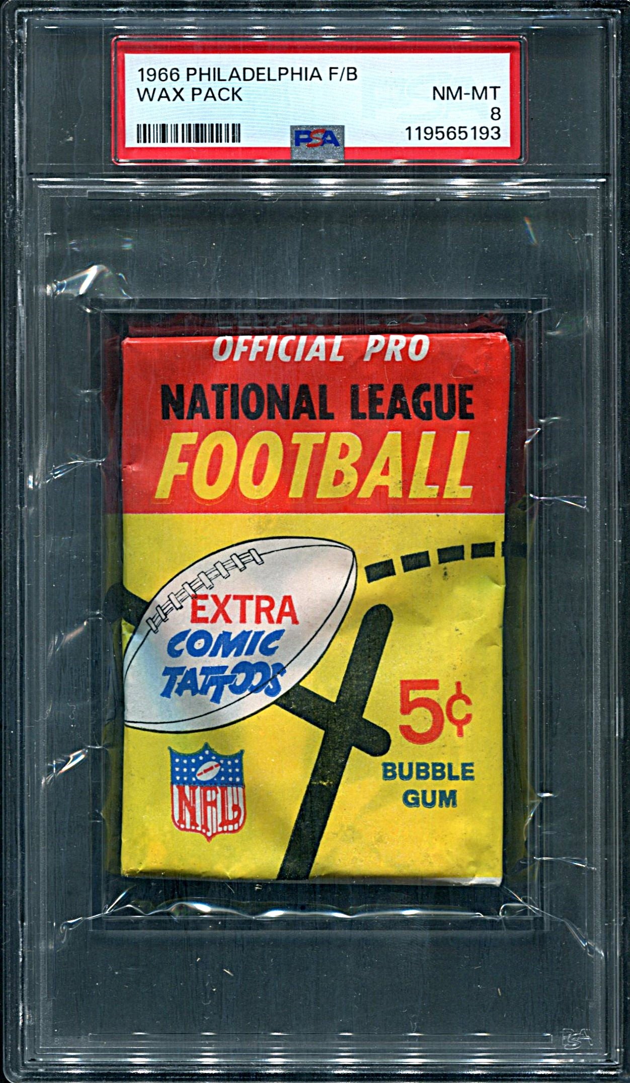 1966 Philadelphia Football Unopened Wax Pack PSA 8 *5193