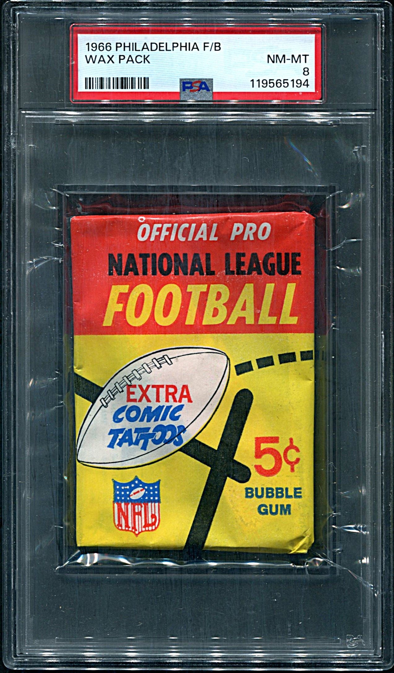 1966 Philadelphia Football Unopened Wax Pack PSA 8 *5194