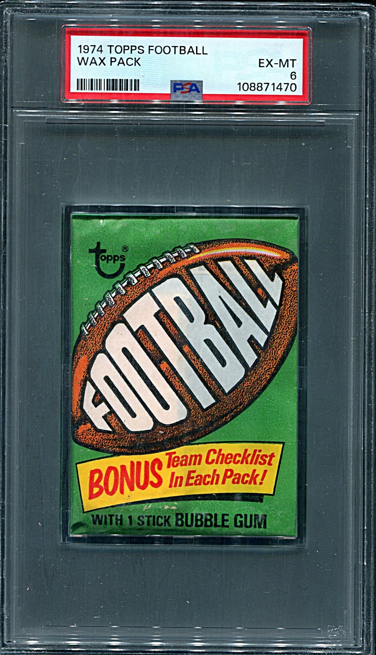 1974 Topps Football Unopened Wax Pack PSA 6