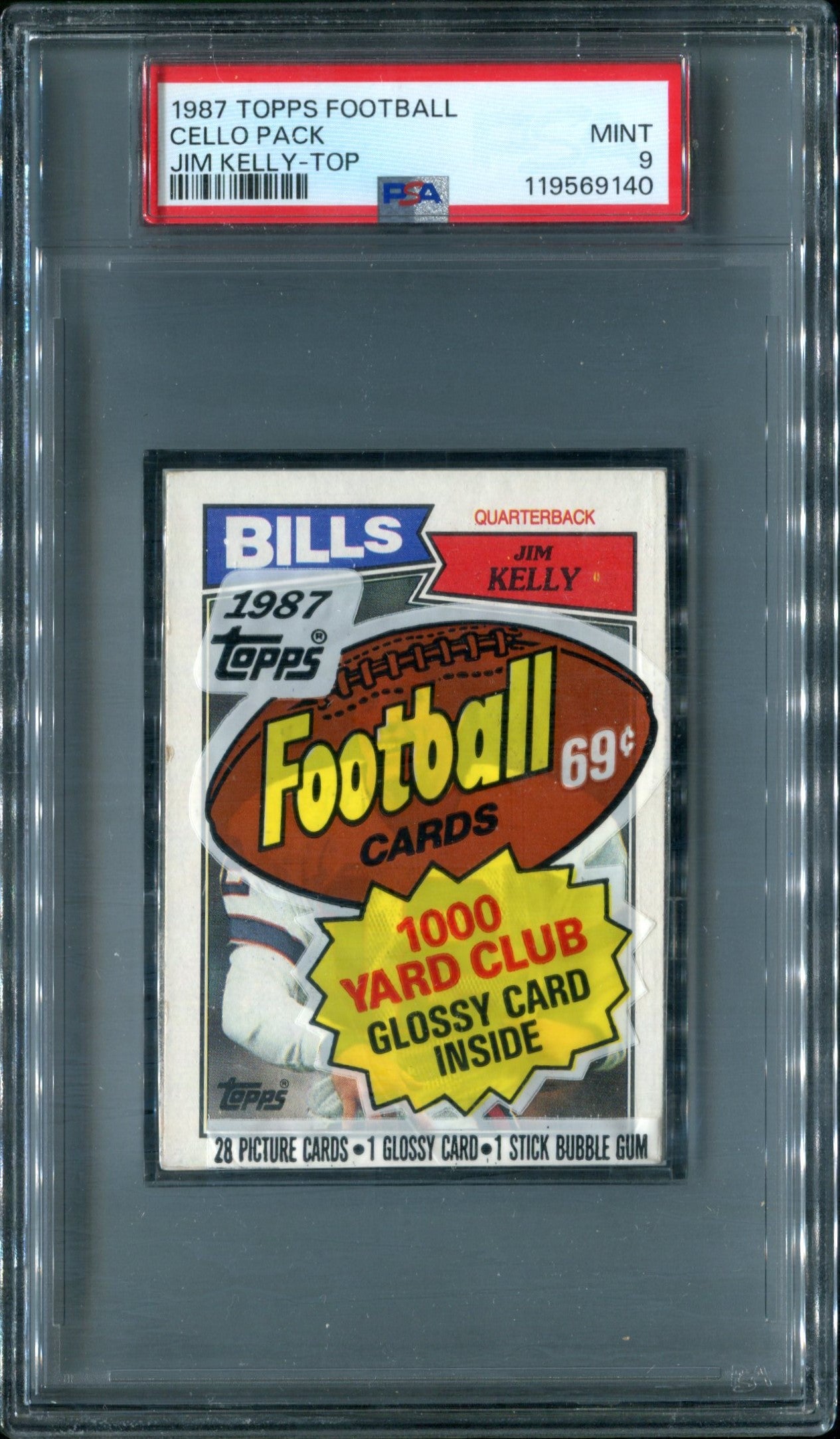 1987 Topps Football Unopened Cello Pack PSA 9 Jim Kelly Top *9140