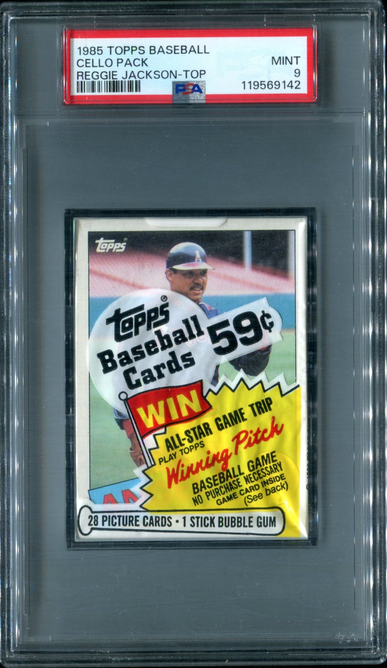 1985 Topps Baseball Unopened Cello Pack PSA 9 R. Jackson Top *9142