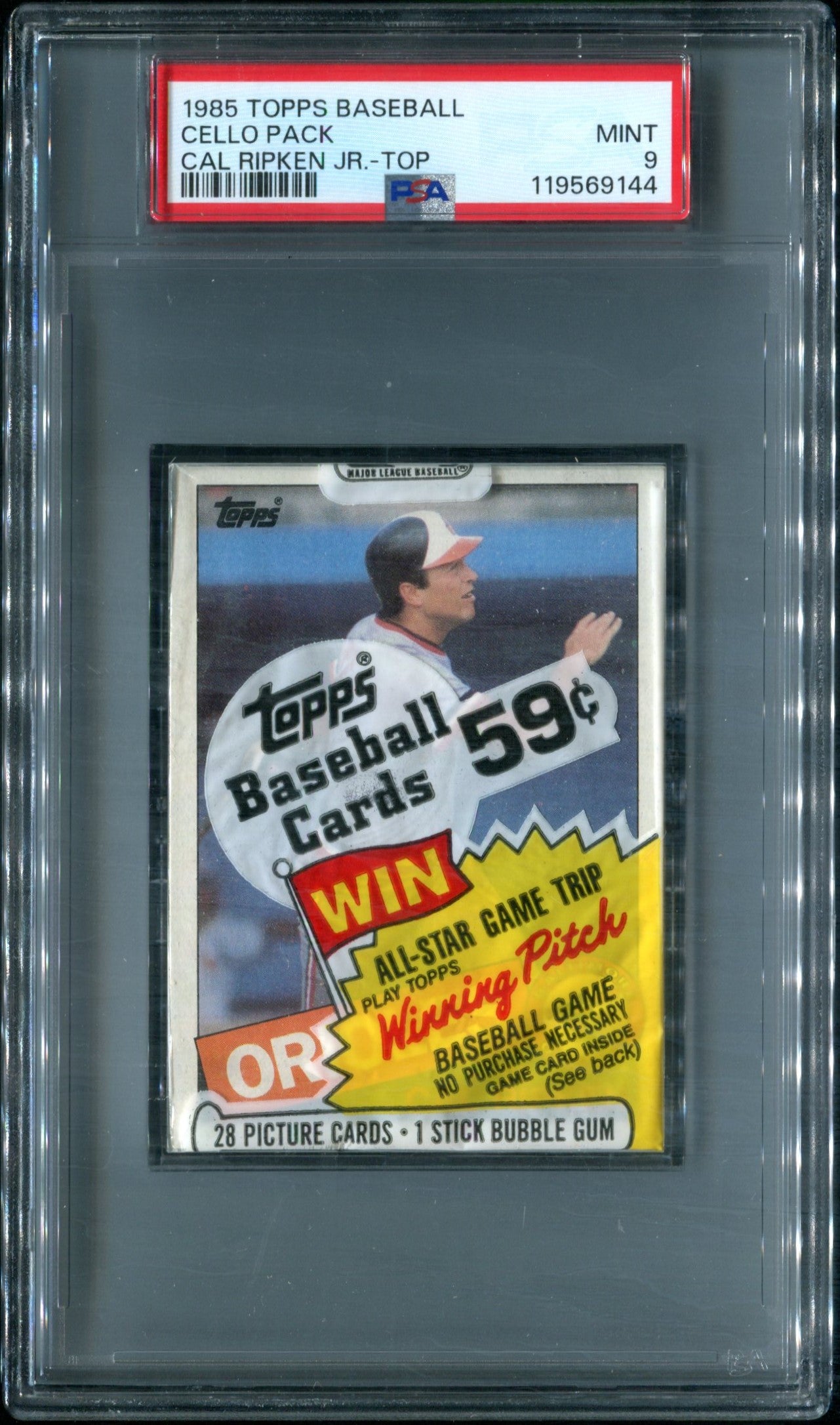 1985 Topps Baseball Unopened Cello Pack PSA 9 Ripken Jr. Top *9144