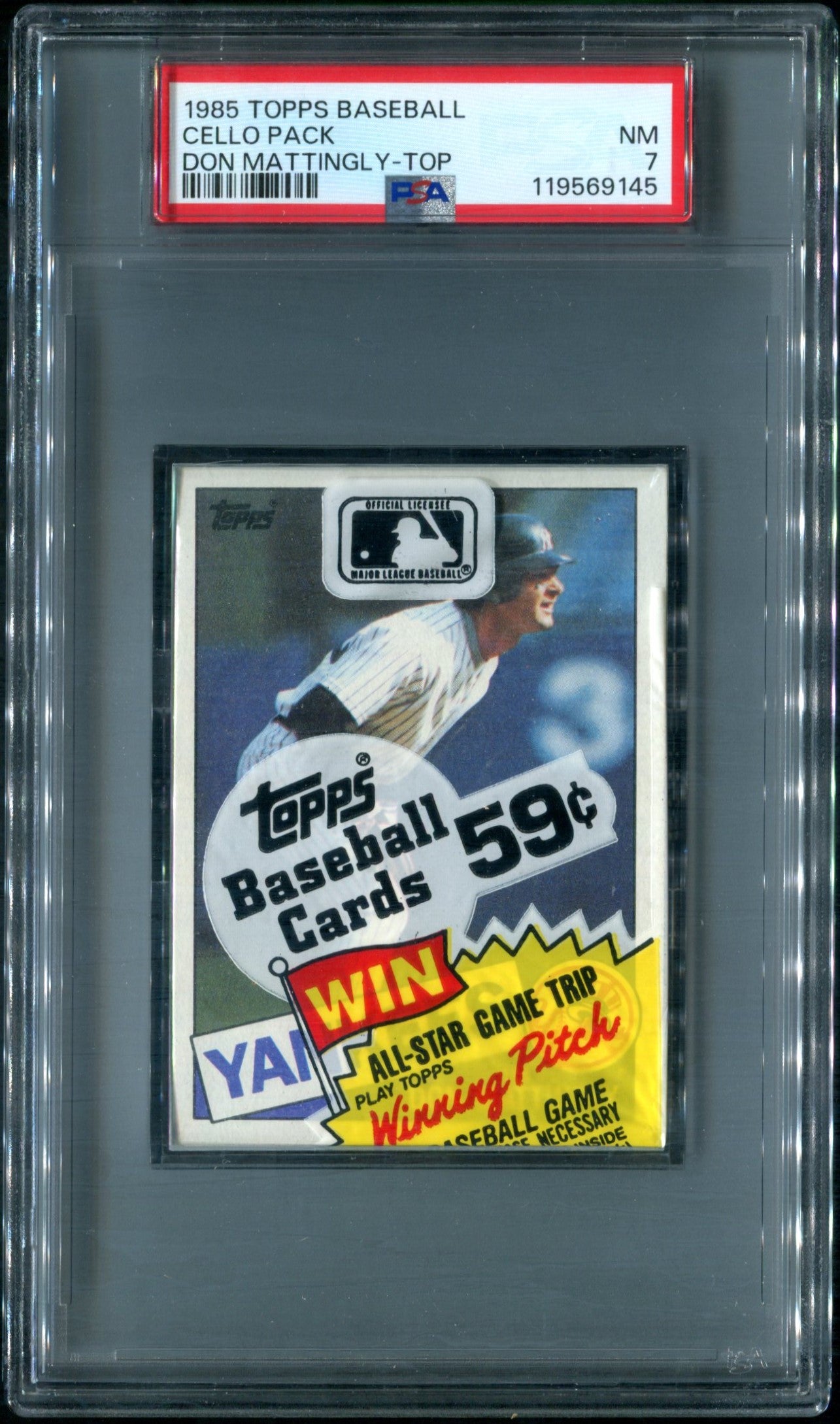 1985 Topps Baseball Unopened Cello Pack PSA 7 Mattingly Top *9145