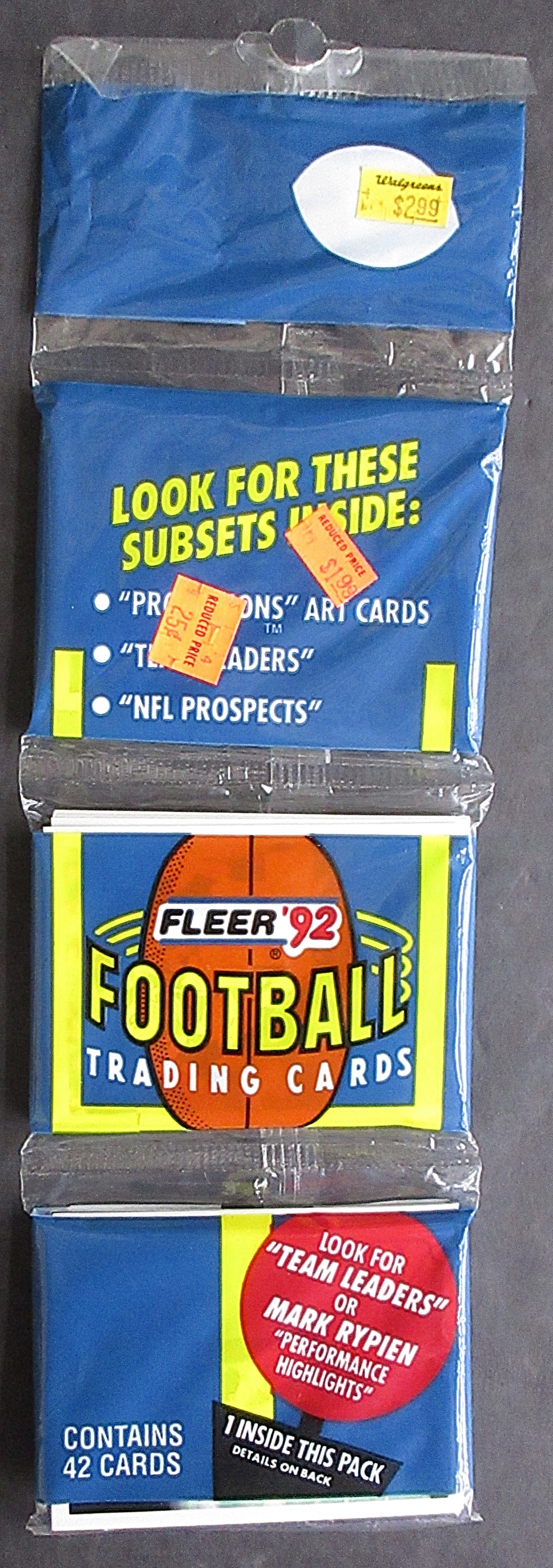 1992 Fleer Football Unopened Rack Pack (42) (PS)