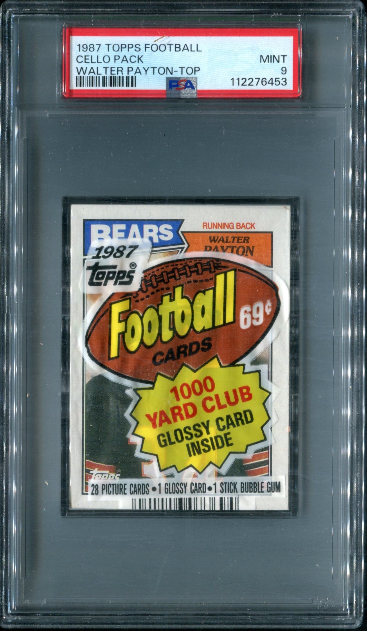 1987 Topps Football Unopened Cello Pack PSA 9 Walter Payton Top *6453