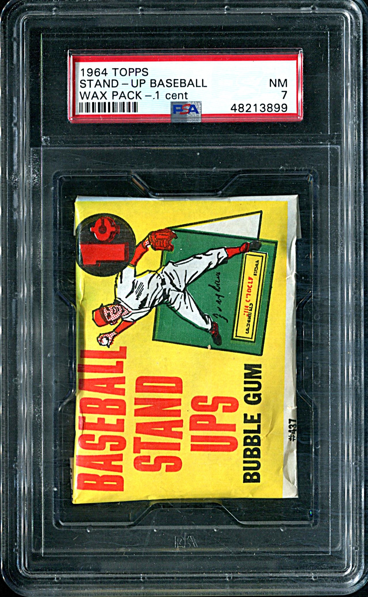 1964 Topps Baseball Stand Up Unopened 1 Cent Wax Pack PSA 7 *3899