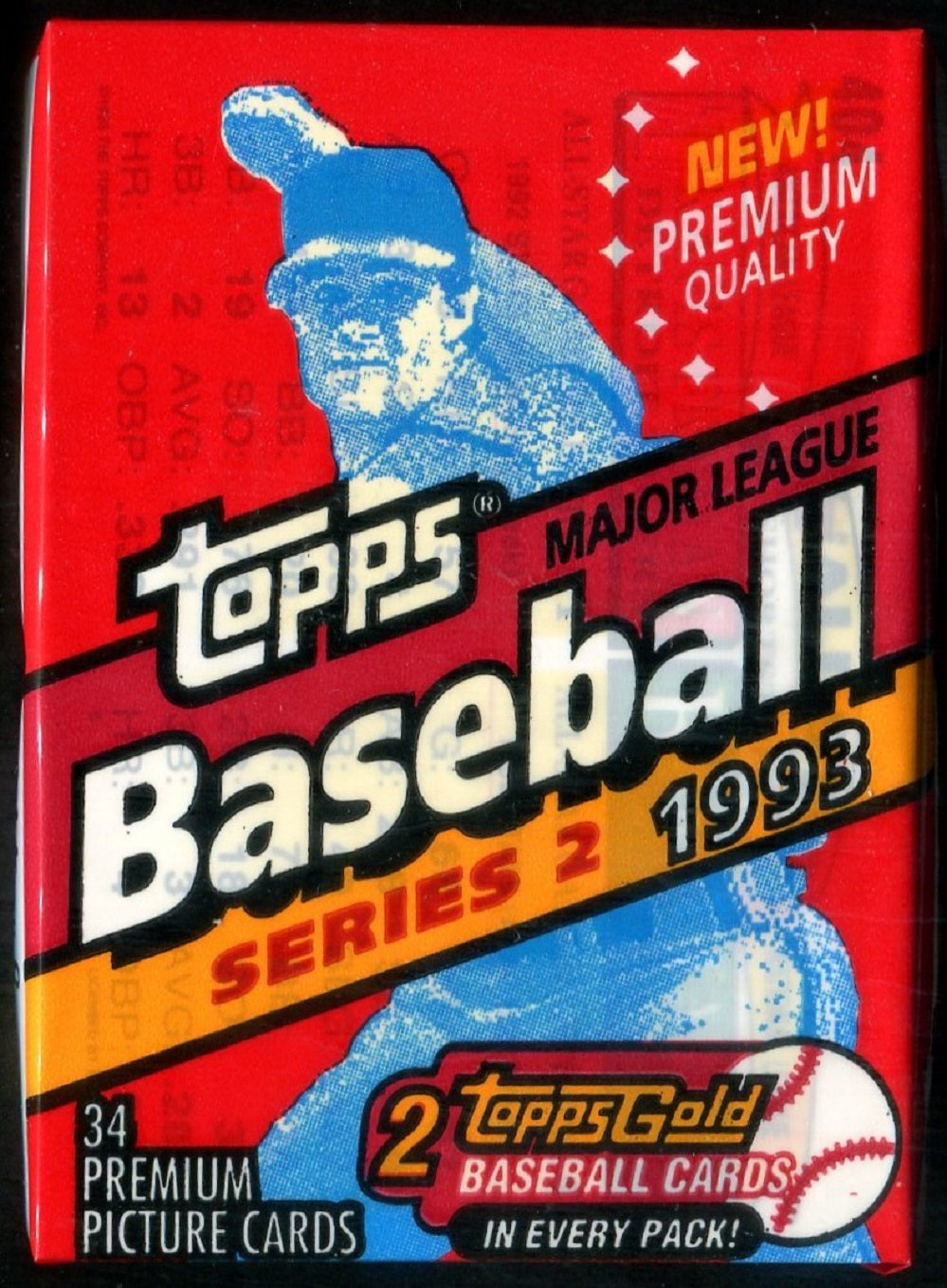 1993 Topps Baseball Unopened Series 2 Cello Pack (34)
