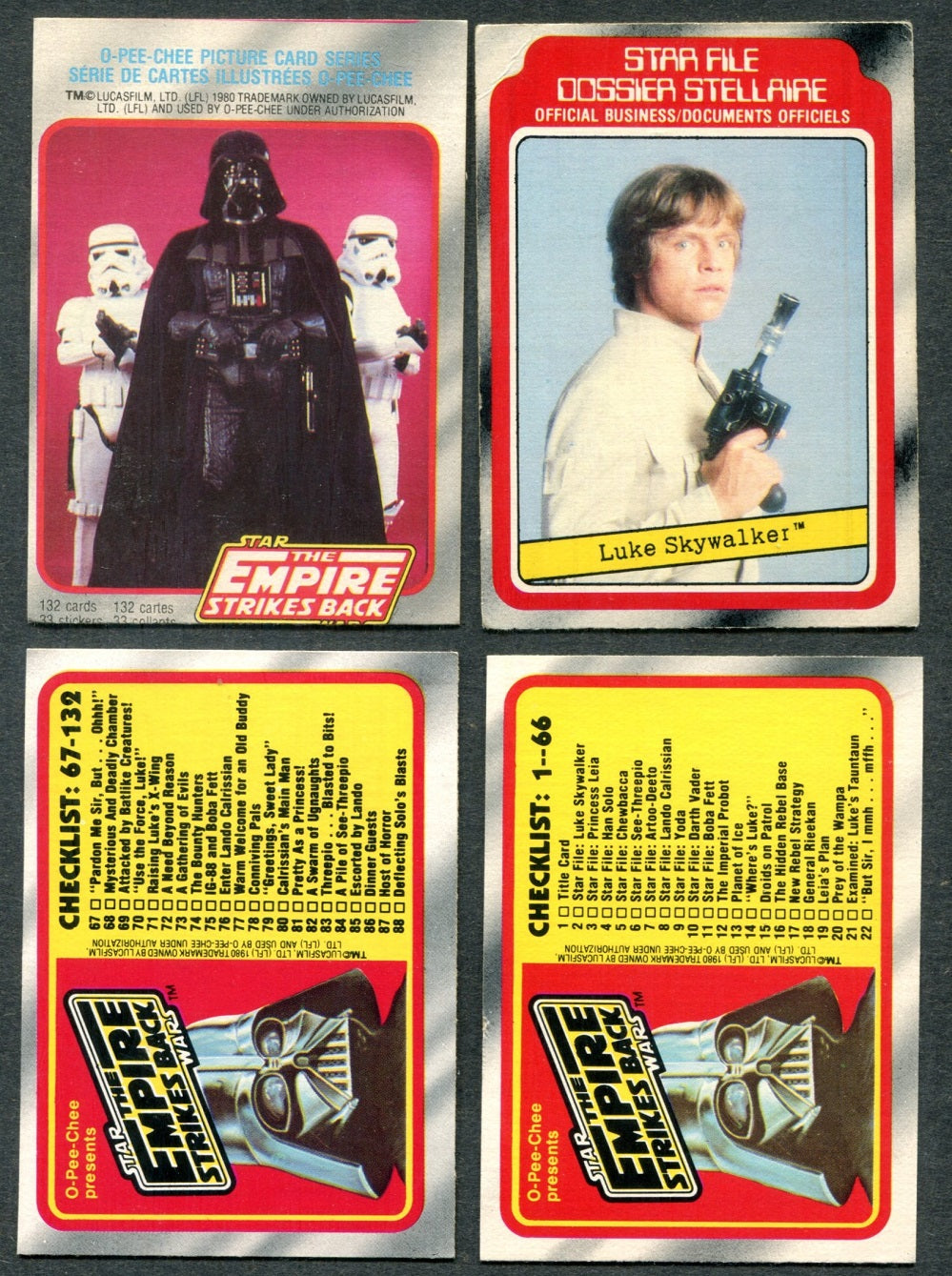 1980 OPC O-Pee-Chee Empire Strikes Back Complete Series 1 Set (132) EX/MT NM