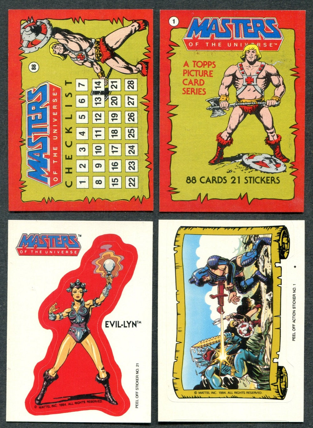 1984 Topps Masters Of The Universe Complete Set (w/ stickers) (88/21) NM NM/MT