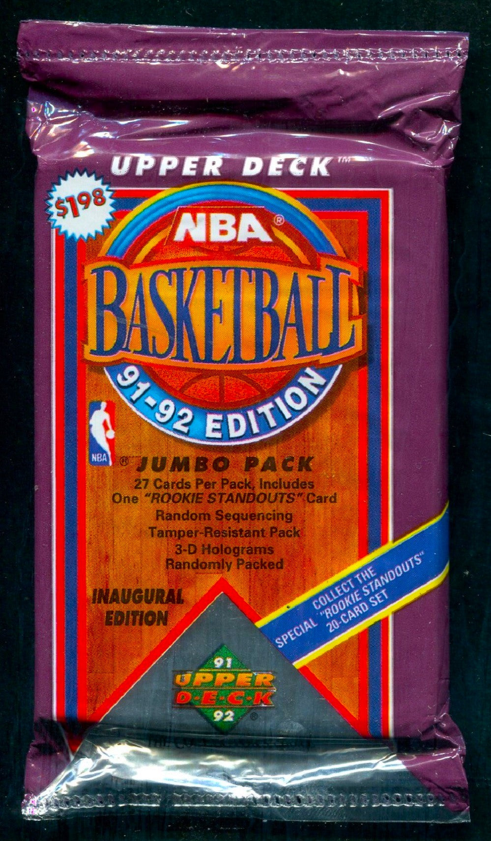 1991/92 Upper Deck Basketball Unopened Low Series Jumbo Pack (27)