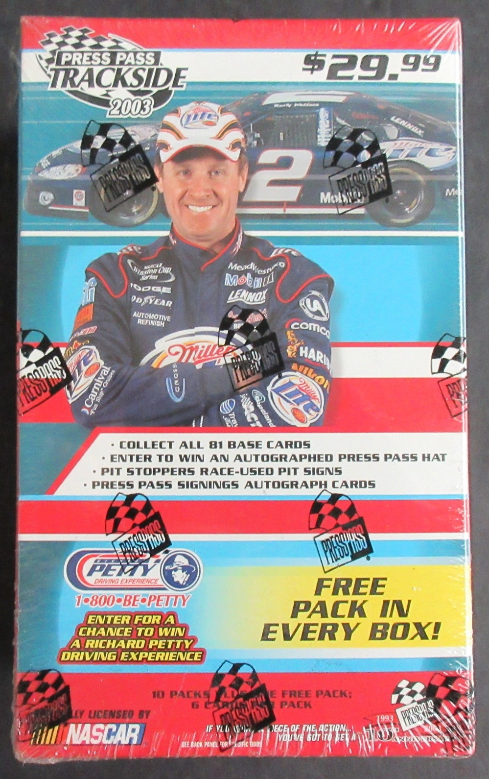 2003 Press Pass Trackside Racing Unopened Blaster Box (10/6)