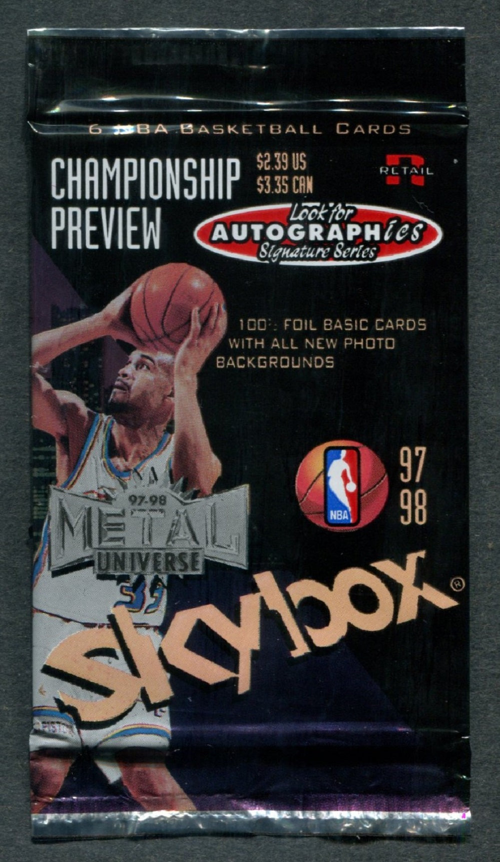 1997/98 Skybox Metal Universe Championship Preview Basketball Unopened Pack (Retail) (6)