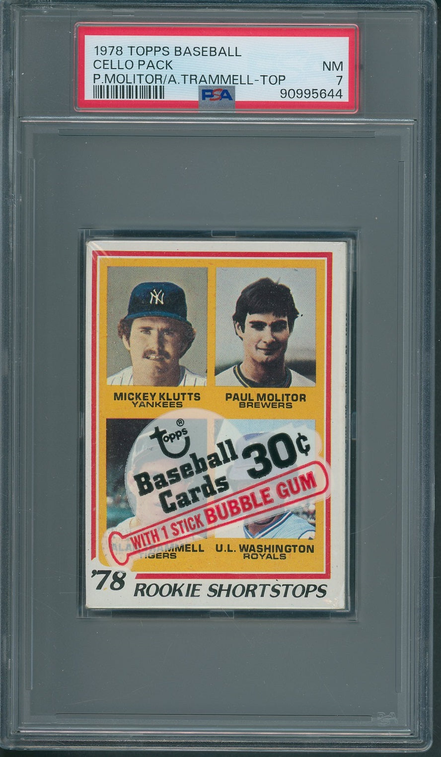 1978 Topps Baseball Unopened Cello Pack PSA 7 Molitor / Trammell Top *5644