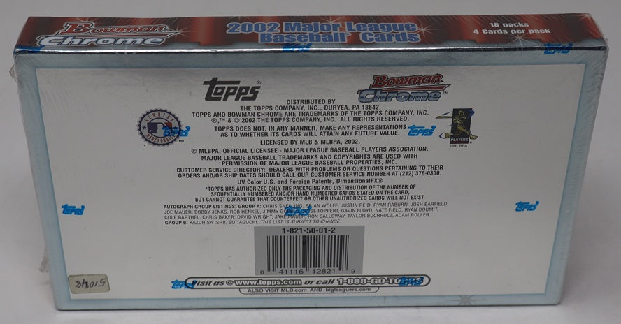 2002 Bowman Chrome Baseball Box (Hobby) (18/4)
