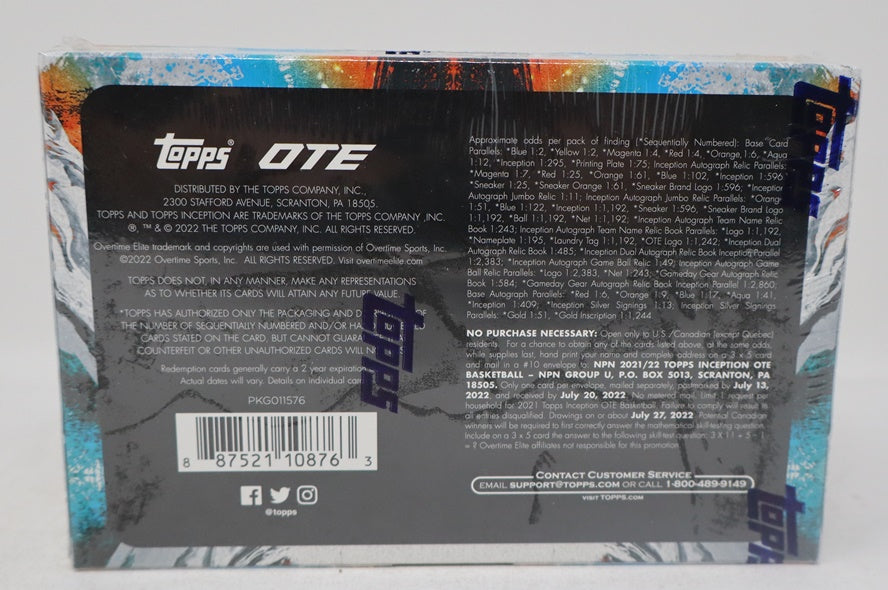 2021/22 Topps Inception Overtime Elite Basketball Box (OTE) (Hobby) (7 cards)