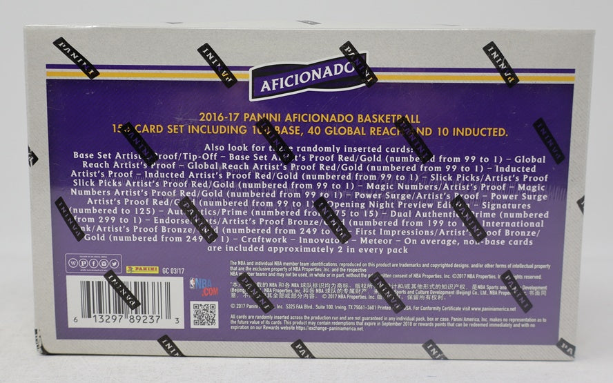 2016/17 Panini Aficionado Basketball Box (Hobby) (10/8)