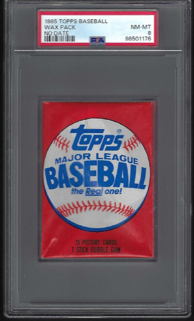 1985 Topps Baseball Unopened Wax Pack (No Date) PSA 8