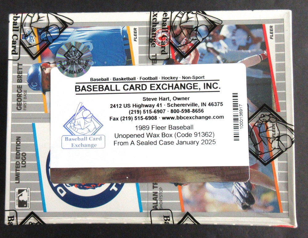 1989 Fleer Baseball Unopened Wax Box (FASC) (Code 91362)