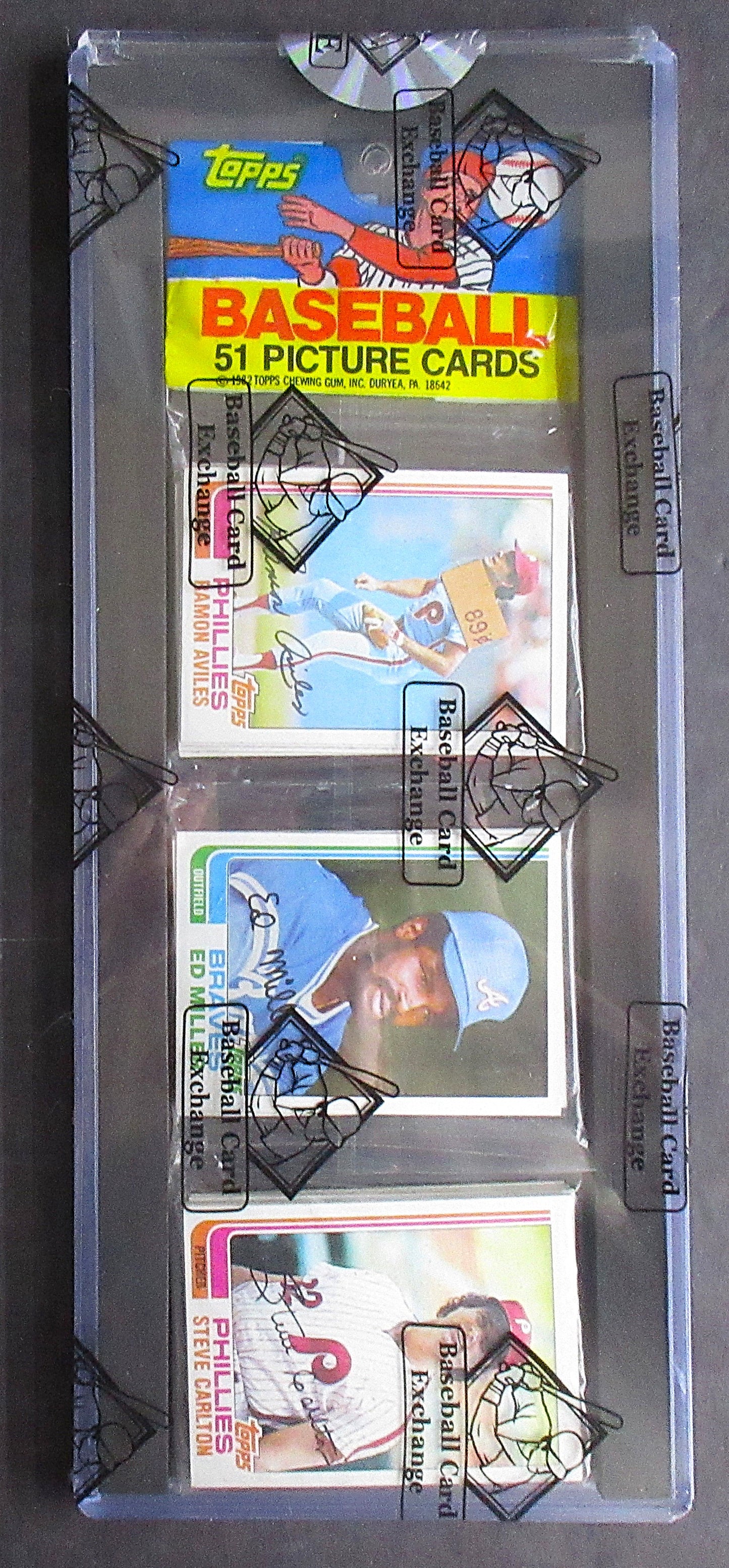 1982 Topps Baseball Unopened Rack Pack (Steve Carlton Top) (BBCE) (27353)