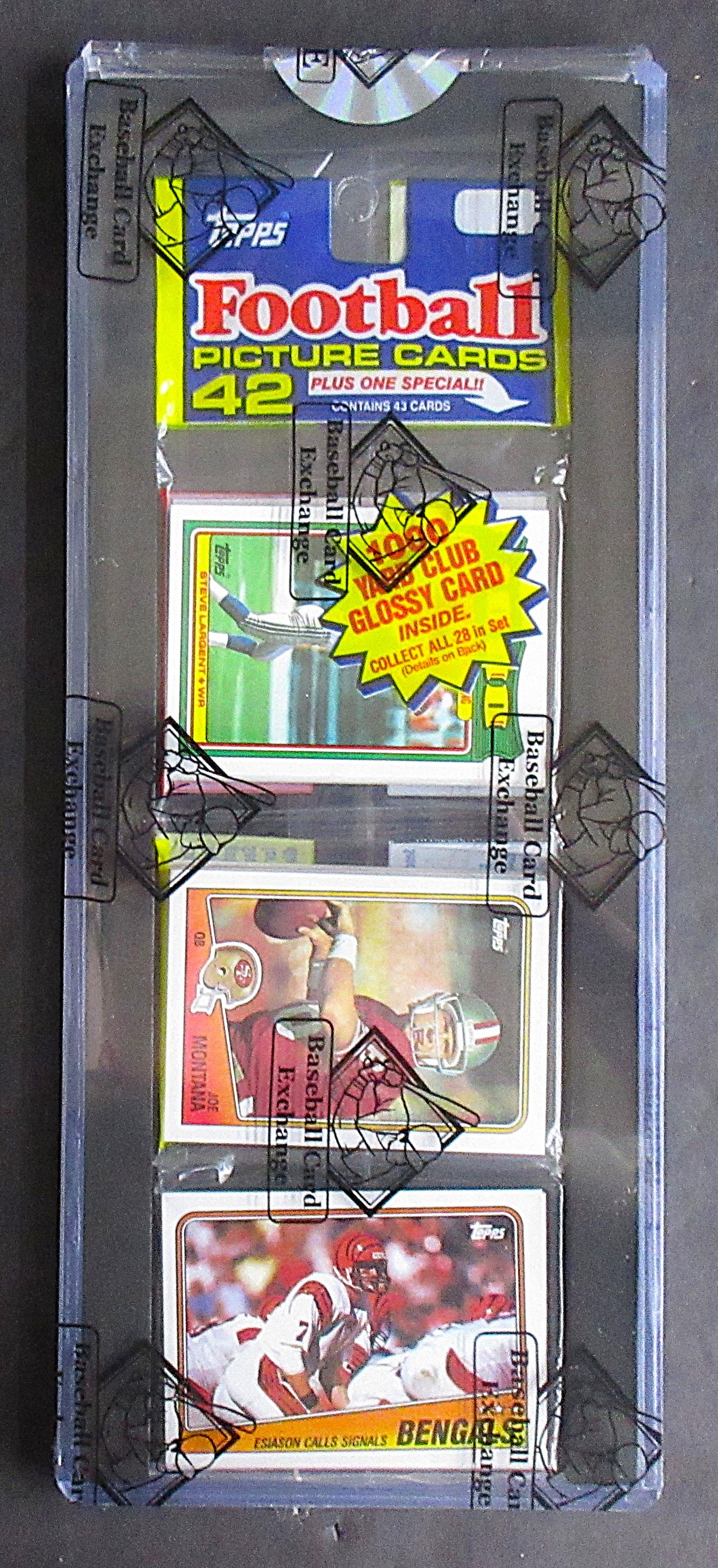 1988 Topps Football Unopened Rack Pack (Joe Montana Top) (BBCE) (27377)