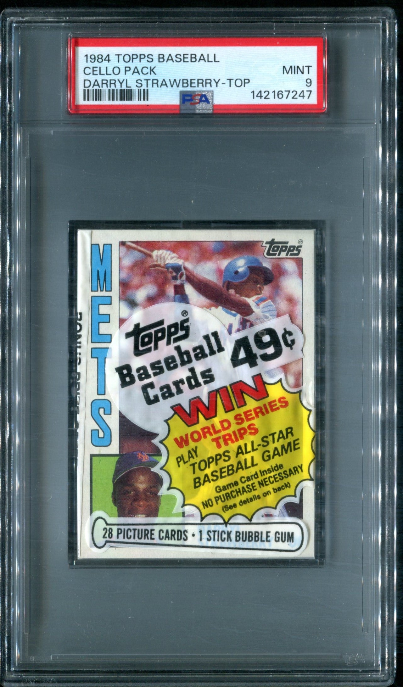 1984 Topps Baseball Unopened Cello Pack PSA 9 Darryl Strawberry RC Top *7247