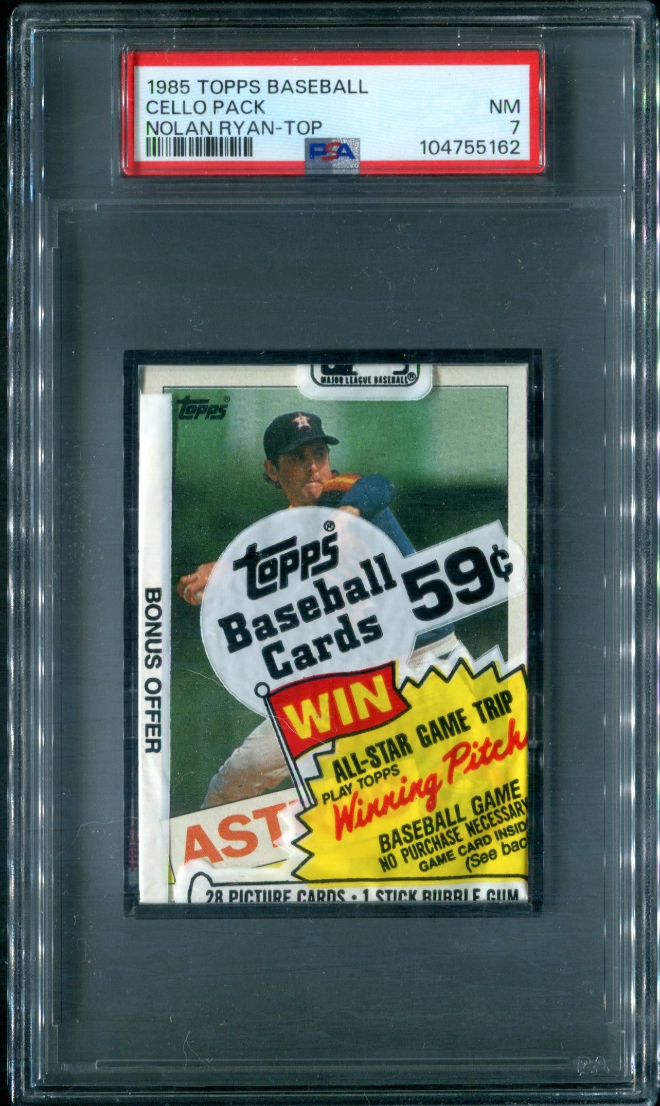 1985 Topps Baseball Unopened Cello Pack PSA 7 Nolan Ryan Top *5162