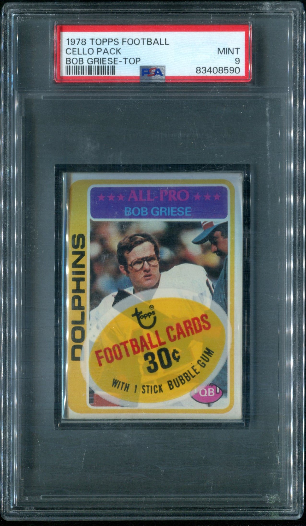 1978 Topps Football Unopened Cello Pack PSA 9 Bob Griese Top *8590