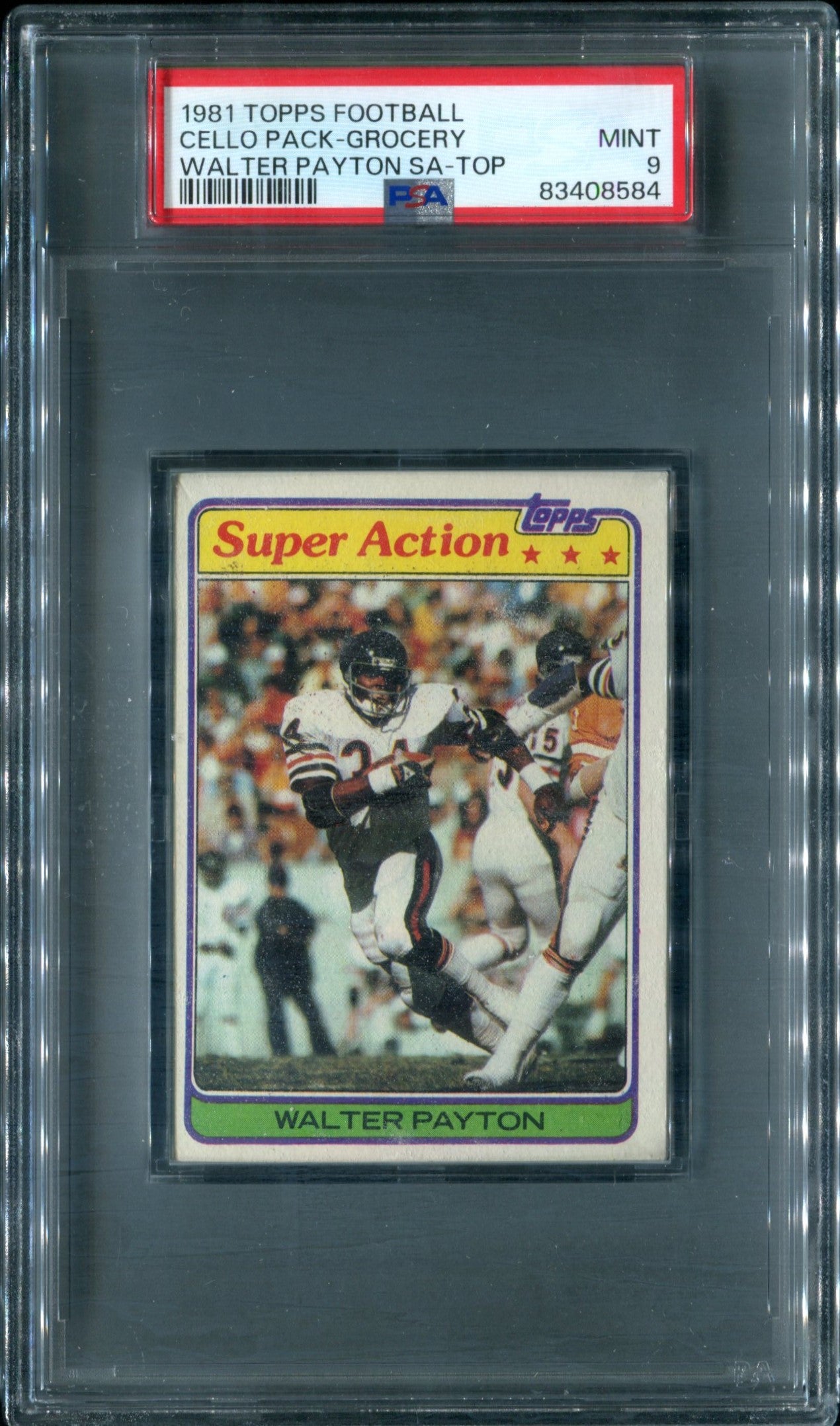 1981 Topps Football Unopened Grocery Cello Pack PSA 9 Walter Payton SA Top *8584