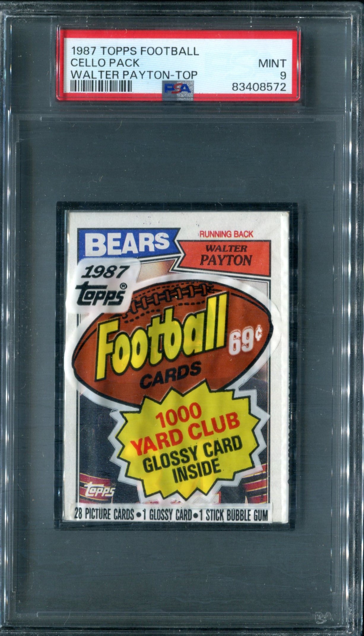 1987 Topps Football Unopened Cello Pack PSA 9 Walter Payton Top *8572
