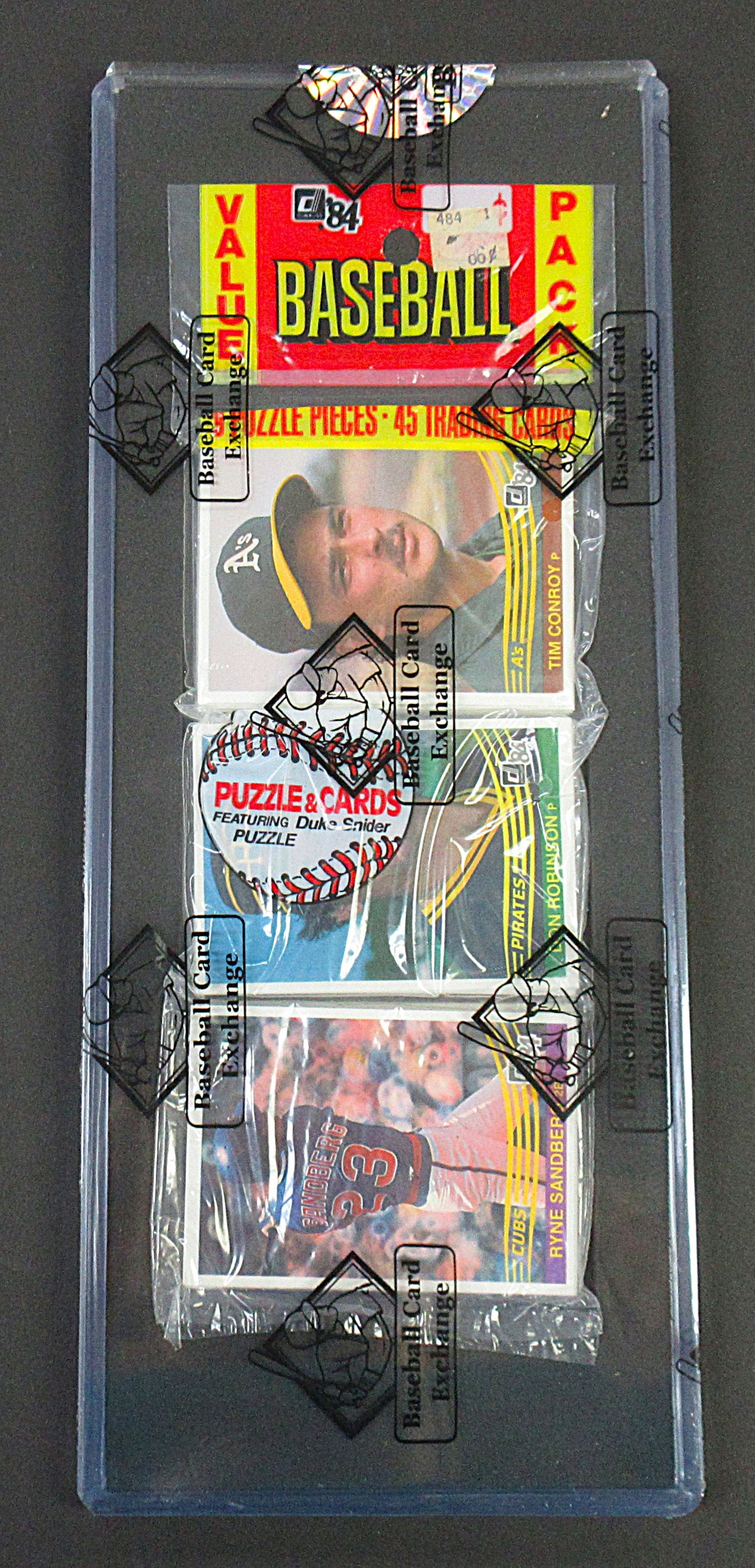 1984 Donruss Baseball Unopened Rack Pack (Ryne Sandberg Top) (BBCE) (22763)