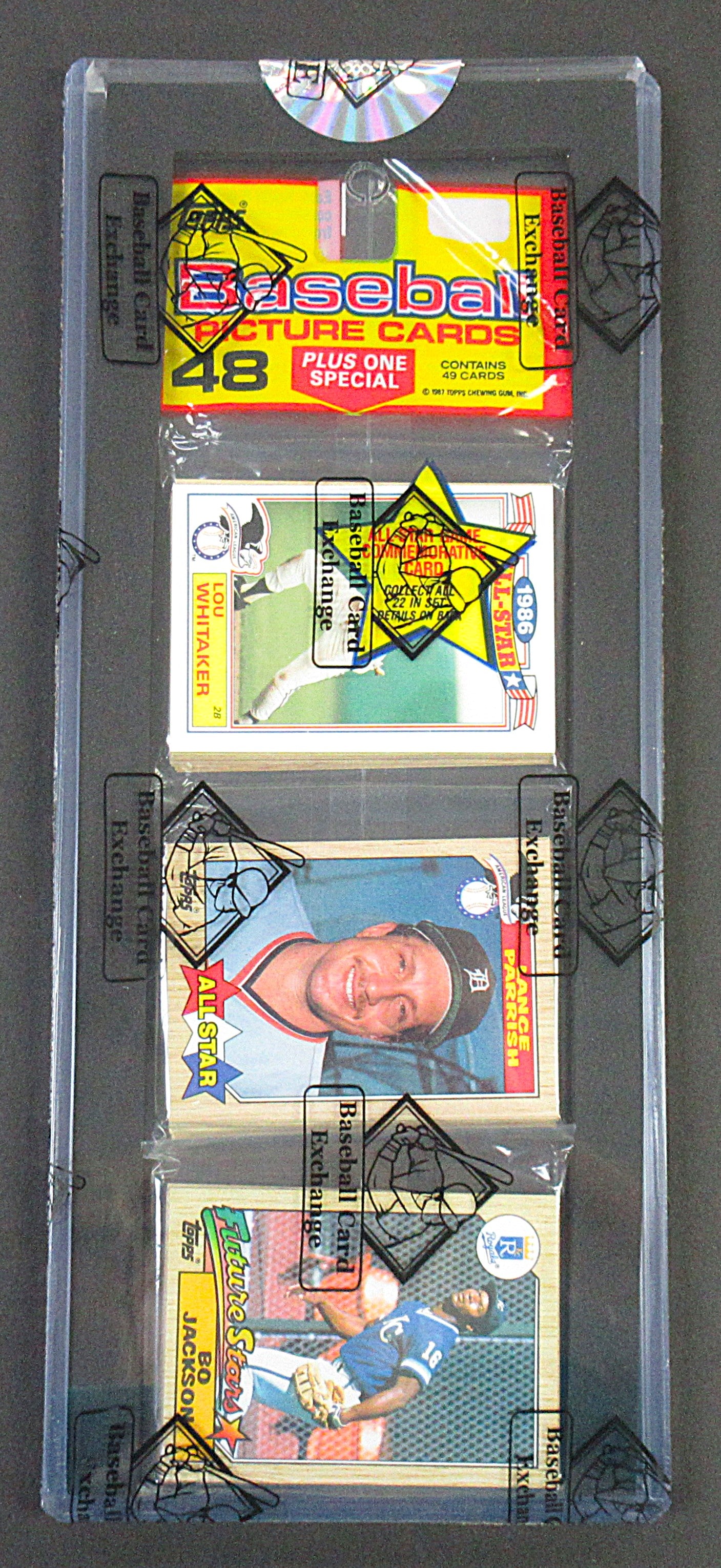 1987 Topps Baseball Unopened Rack Pack (Bo Jackson Top) (BBCE) (27766)