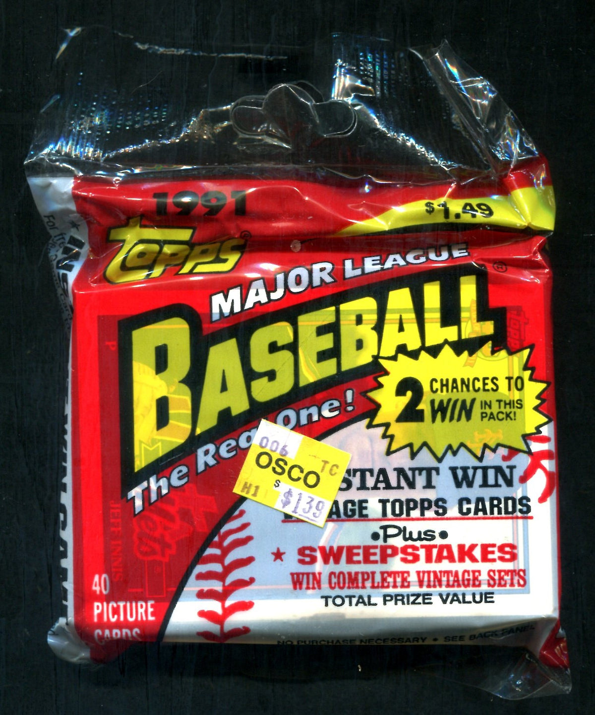 1991 Topps Baseball Unopened Jumbo Pack (Pre-Priced) (40) (PS)