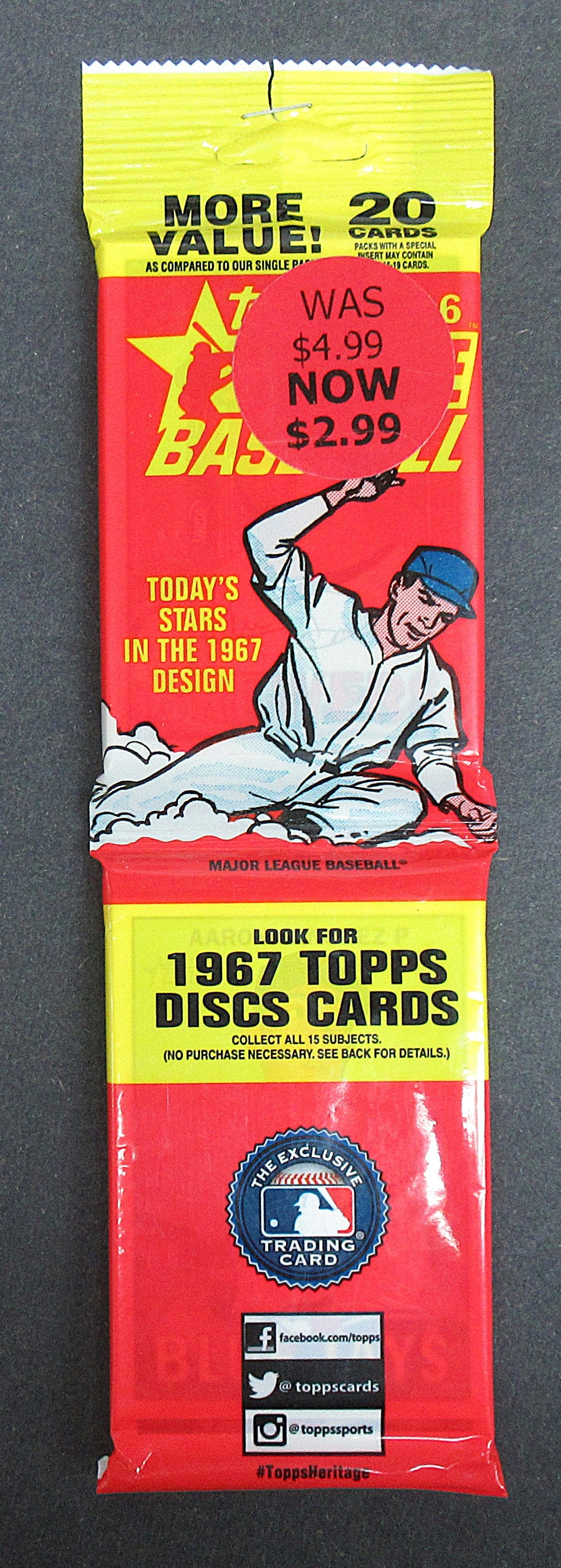 2016 Topps Heritage Baseball Unopened Value Hanger Pack (20)
