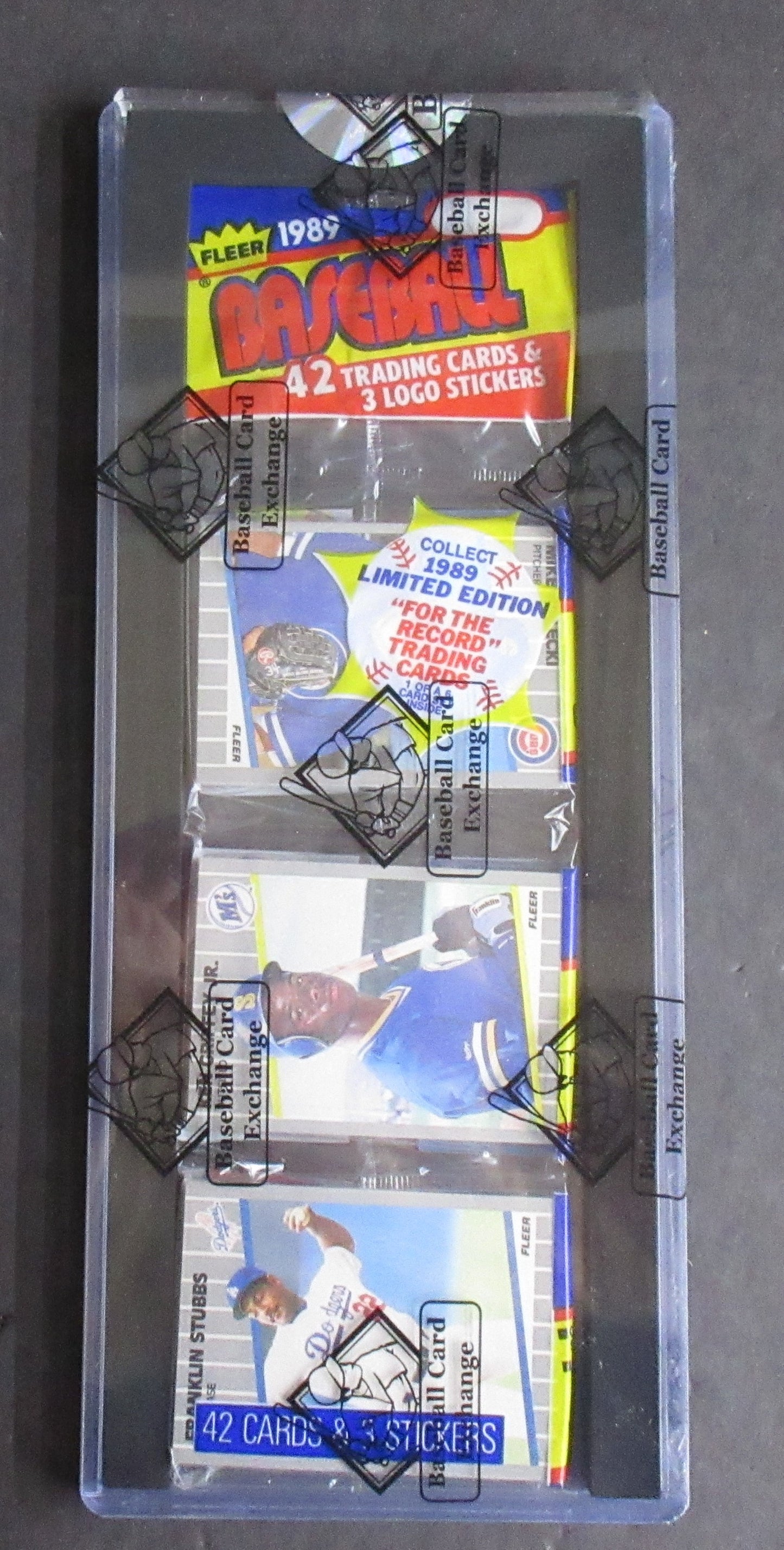1989 Fleer Baseball Unopened Rack Pack (Ken Griffey Jr. RC Top) (BBCE) (27549)