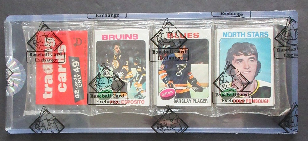 1975/76 Topps Hockey Unopened Rack Pack (BBCE) (Esposito Top)
