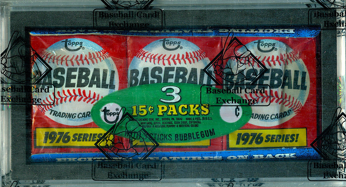 1976 Topps Baseball Unopened Wax Pack Tray (BBCE) (27635) (Read)
